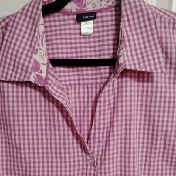 Basic Editions Pink and White Boxy Sleeveless Top - Picture 3 of 5